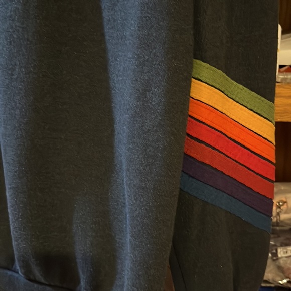 Aviator nation navy sweatshirt w/ pink bolt and stripe design on arm GUC beachy - Picture 9 of 12